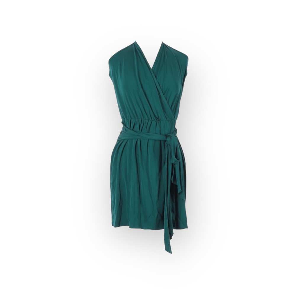 new Haute Hippie ༄ Halter Wrap Cocktail Party Mini Dress༄ Emerald Green ༄ Large - Picture 14 of 17
